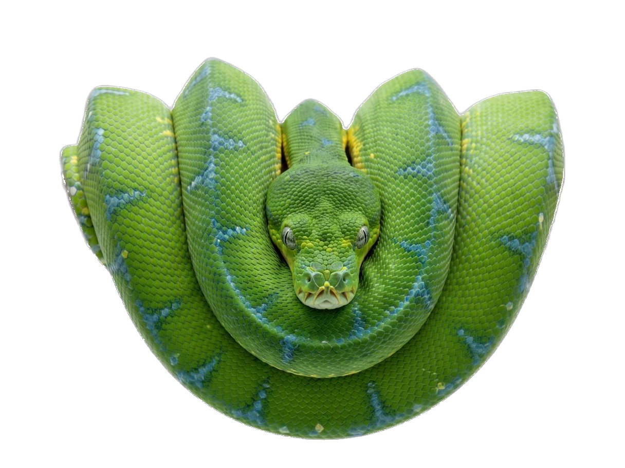 Green Tree Python (Morelia viridis) transparent cutout